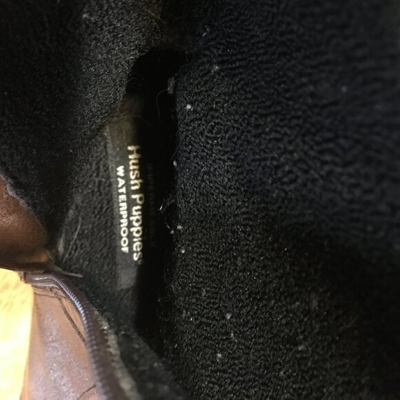 Hush Puppies Boot DRK BROWN mid sz 6.5 Square Toe Soft Leather Bootie Waterproof - Picture 7 of 14